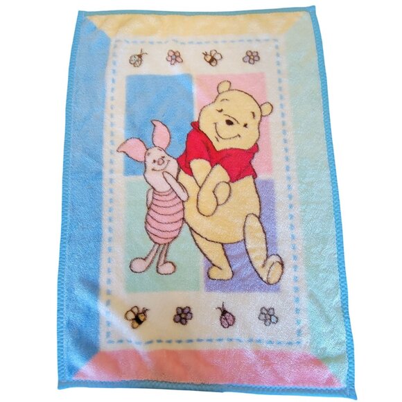 Winnie The Pooh Piglet‎ Bees Blanket Plush Baby Crown Crafts Color Block Vtg - Picture 1 of 16